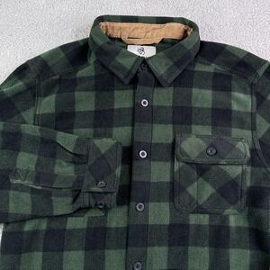 Legendary Whitetails Shirt Mens Medium Green Black Buffalo Plaid Fleece Outdoors
